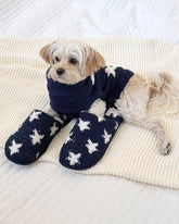 Navy Oat Stars Cozy Fuzzy Slipper Slide