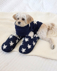 Navy Oat Stars Cozy Fuzzy Slipper Slide
