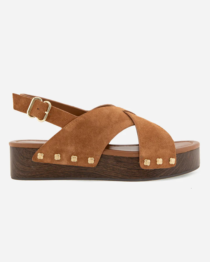 Quintana Suede Wedge in Caramel
